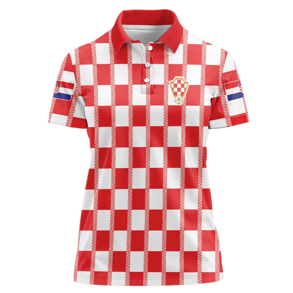 Custom World Football 2026 Croatia Women Polo Shirt Vatreni Checkerboard Style - Wonder Print Shop