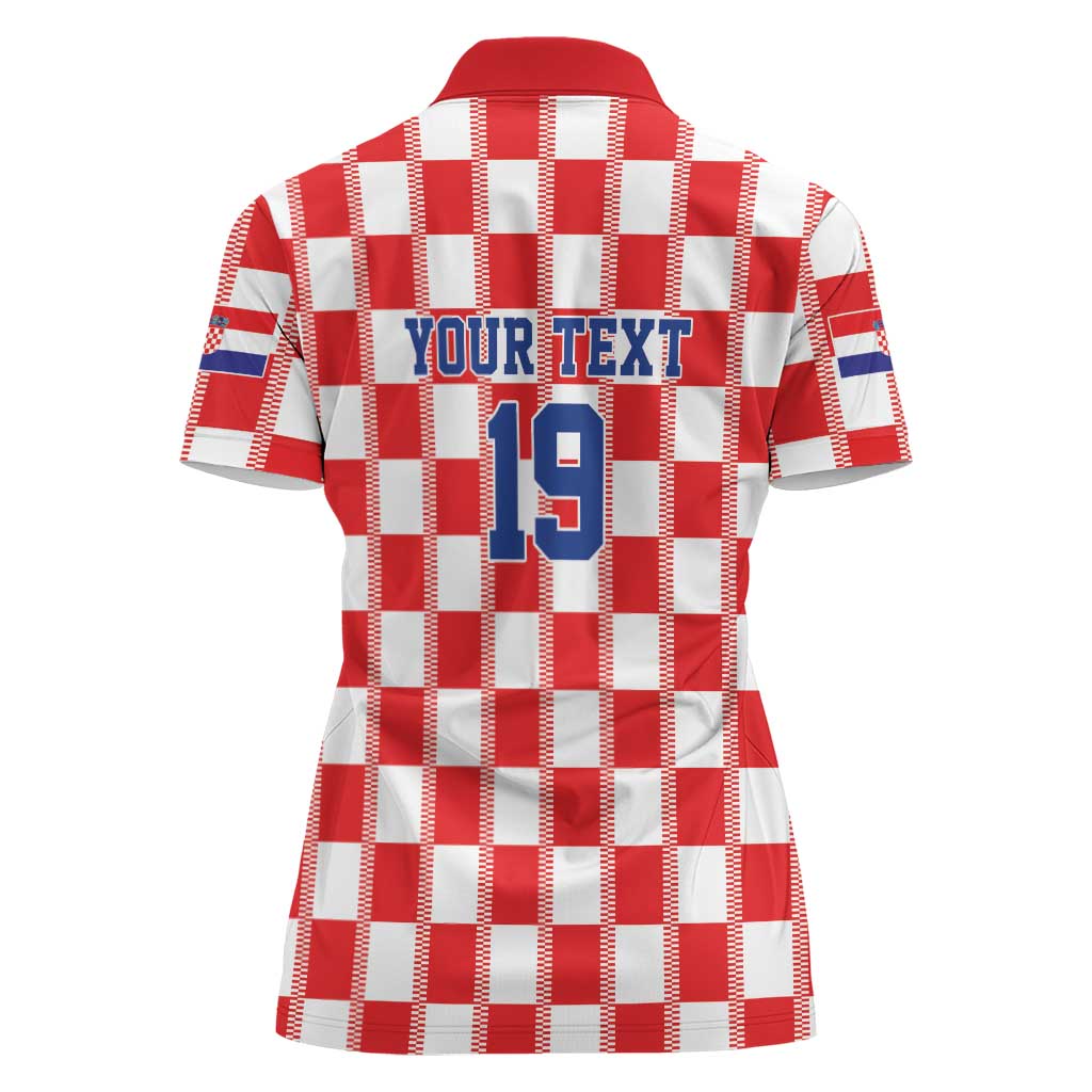 Custom World Football 2026 Croatia Women Polo Shirt Vatreni Checkerboard Style - Wonder Print Shop