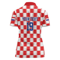 Custom World Football 2026 Croatia Women Polo Shirt Vatreni Checkerboard Style - Wonder Print Shop