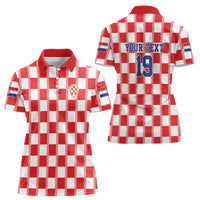 Custom World Football 2026 Croatia Women Polo Shirt Vatreni Checkerboard Style - Wonder Print Shop