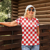 Custom World Football 2026 Croatia Women Polo Shirt Vatreni Checkerboard Style - Wonder Print Shop