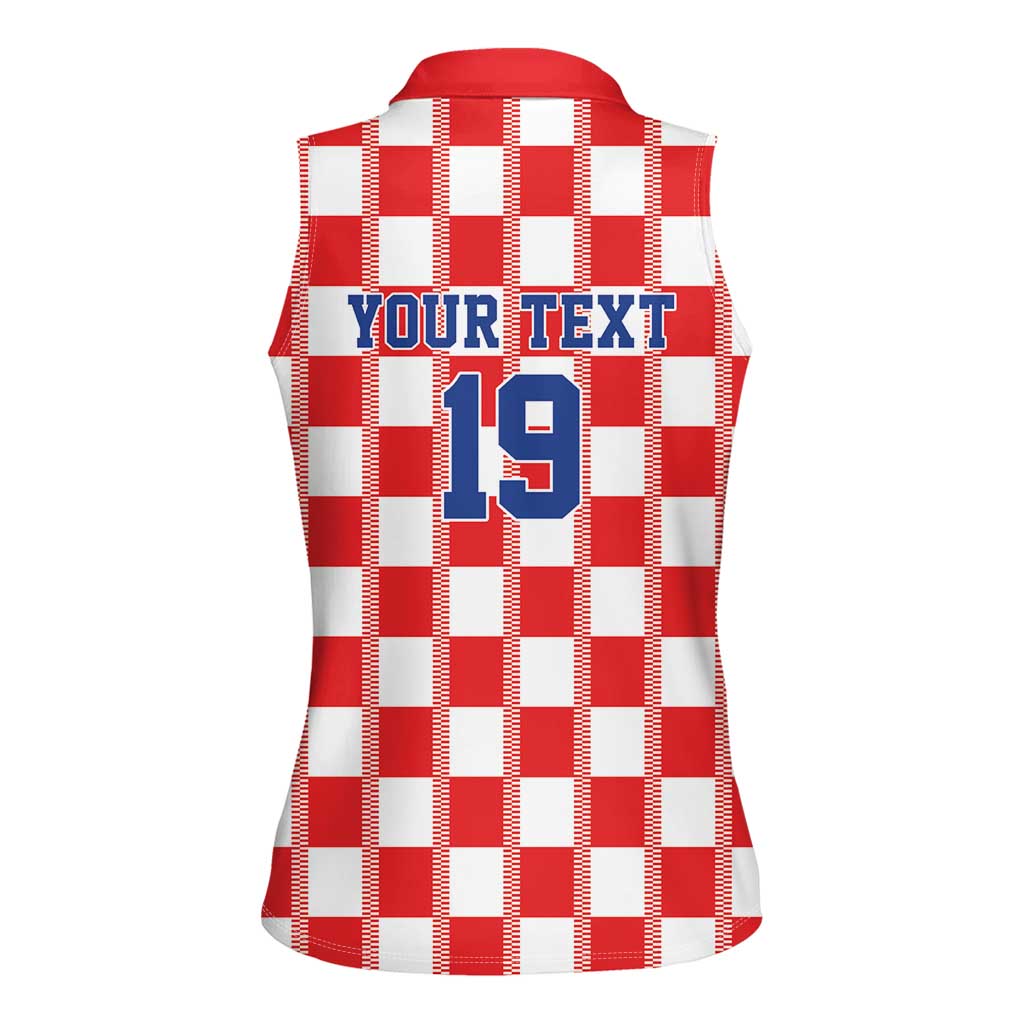 Custom World Football 2026 Croatia Women Sleeveless Polo Shirt Vatreni Checkerboard Style - Wonder Print Shop