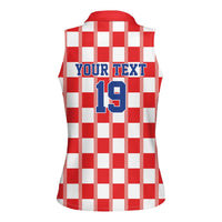 Custom World Football 2026 Croatia Women Sleeveless Polo Shirt Vatreni Checkerboard Style - Wonder Print Shop