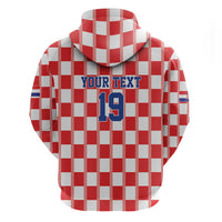 Custom World Football 2026 Croatia Zip Hoodie Vatreni Checkerboard Style - Wonder Print Shop