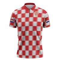 Custom World Football 2026 Croatia Zipper Polo Shirt Vatreni Checkerboard Style - Wonder Print Shop
