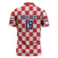 Custom World Football 2026 Croatia Zipper Polo Shirt Vatreni Checkerboard Style - Wonder Print Shop
