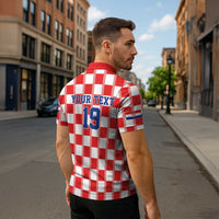 Custom World Football 2026 Croatia Zipper Polo Shirt Vatreni Checkerboard Style - Wonder Print Shop