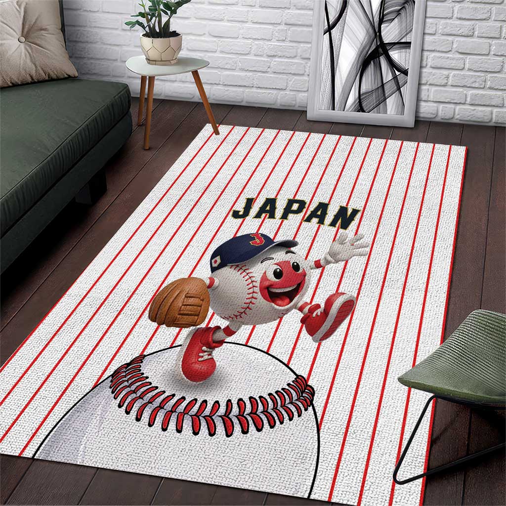 Japan Baseball Area Rug Japanese Flag Mascot Design