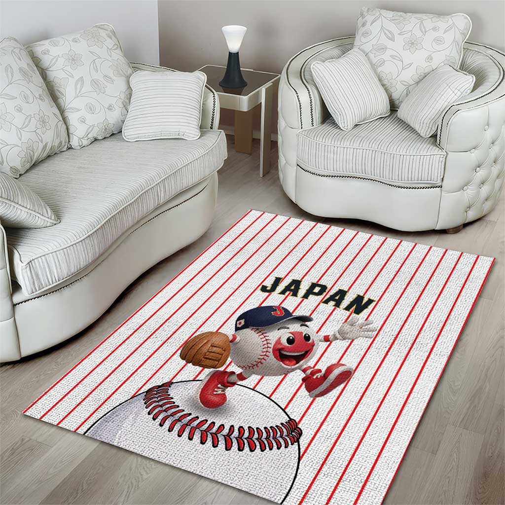 Japan Baseball Area Rug Japanese Flag Mascot Design
