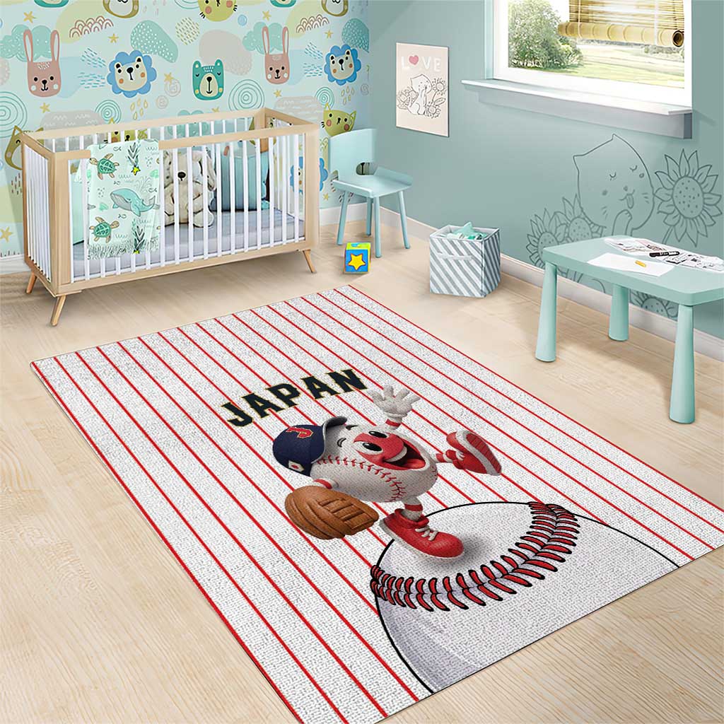 Japan Baseball Area Rug Japanese Flag Mascot Design