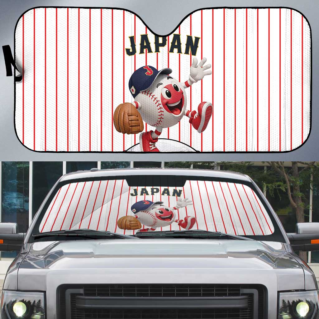Japan Baseball Auto Sun Shade Japanese Flag Mascot Design