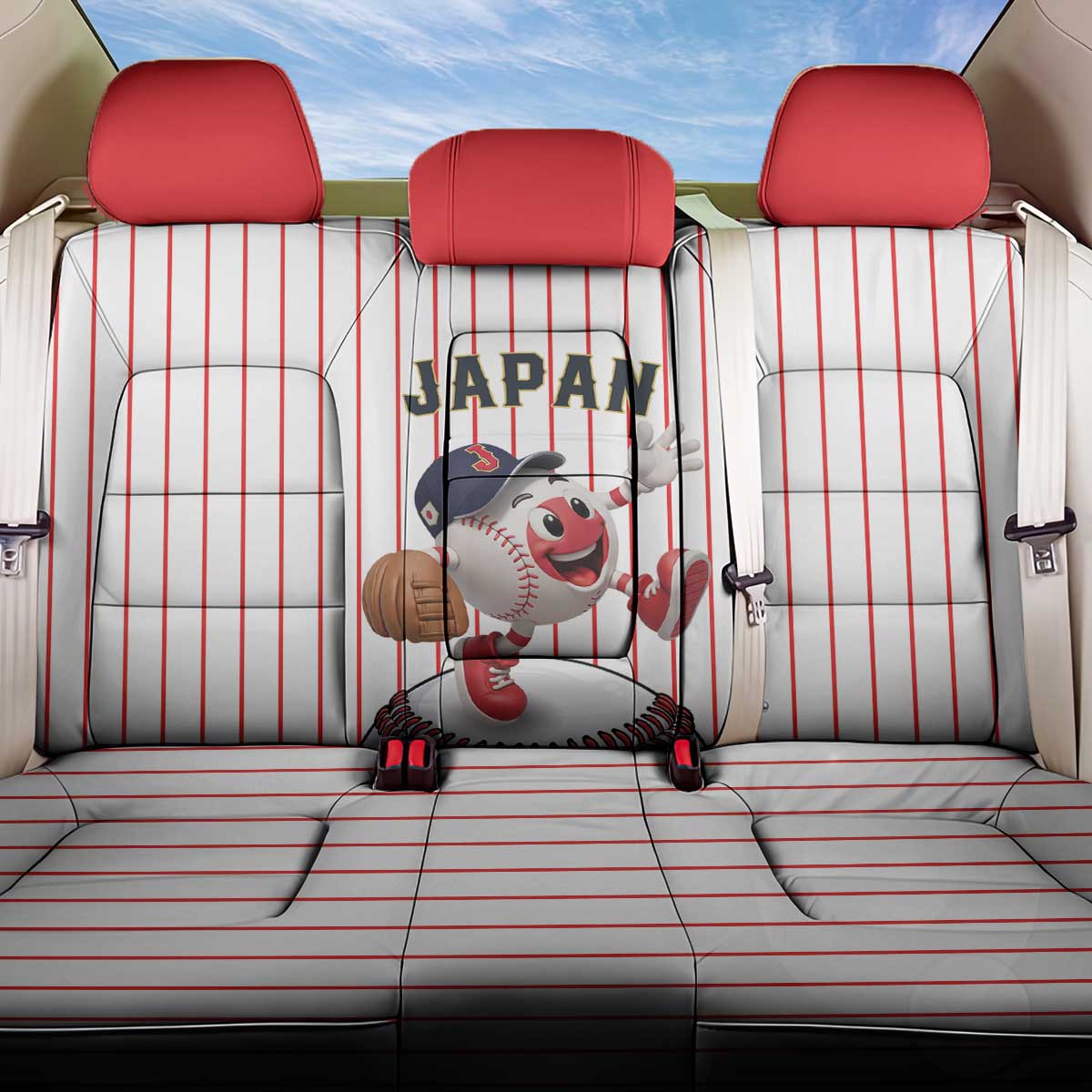 Japan Baseball Back Car Seat Cover Japanese Flag Mascot Design