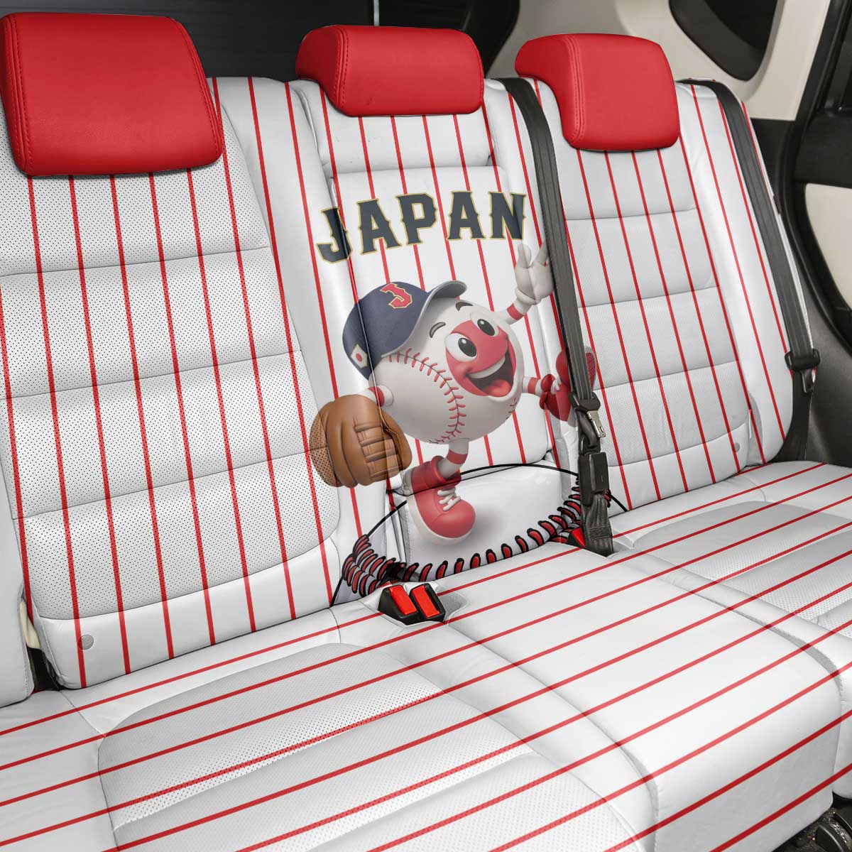 Japan Baseball Back Car Seat Cover Japanese Flag Mascot Design