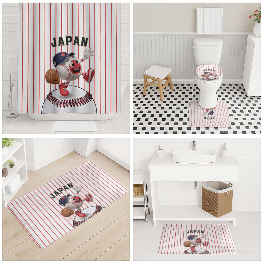 Japan Baseball Bathroom Set Japanese Flag Mascot Design