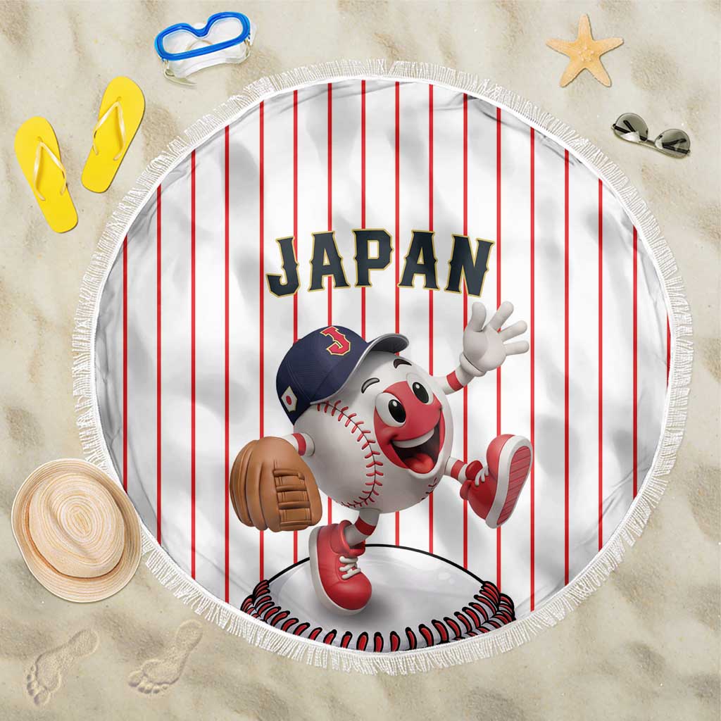 Japan Baseball Beach Blanket Japanese Flag Mascot Design