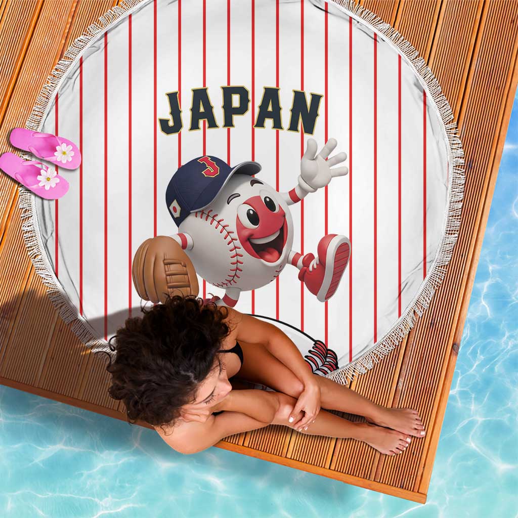 Japan Baseball Beach Blanket Japanese Flag Mascot Design