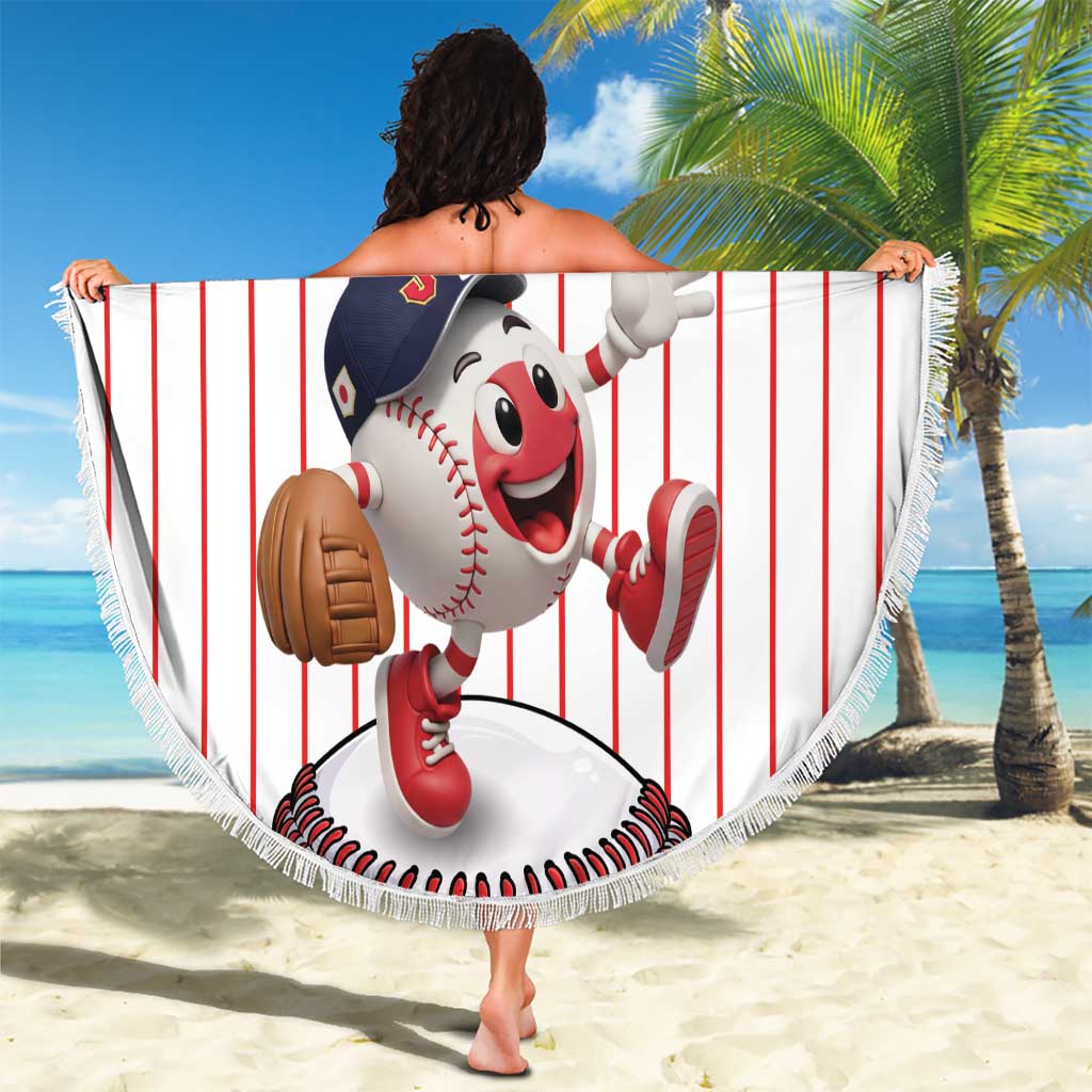 Japan Baseball Beach Blanket Japanese Flag Mascot Design