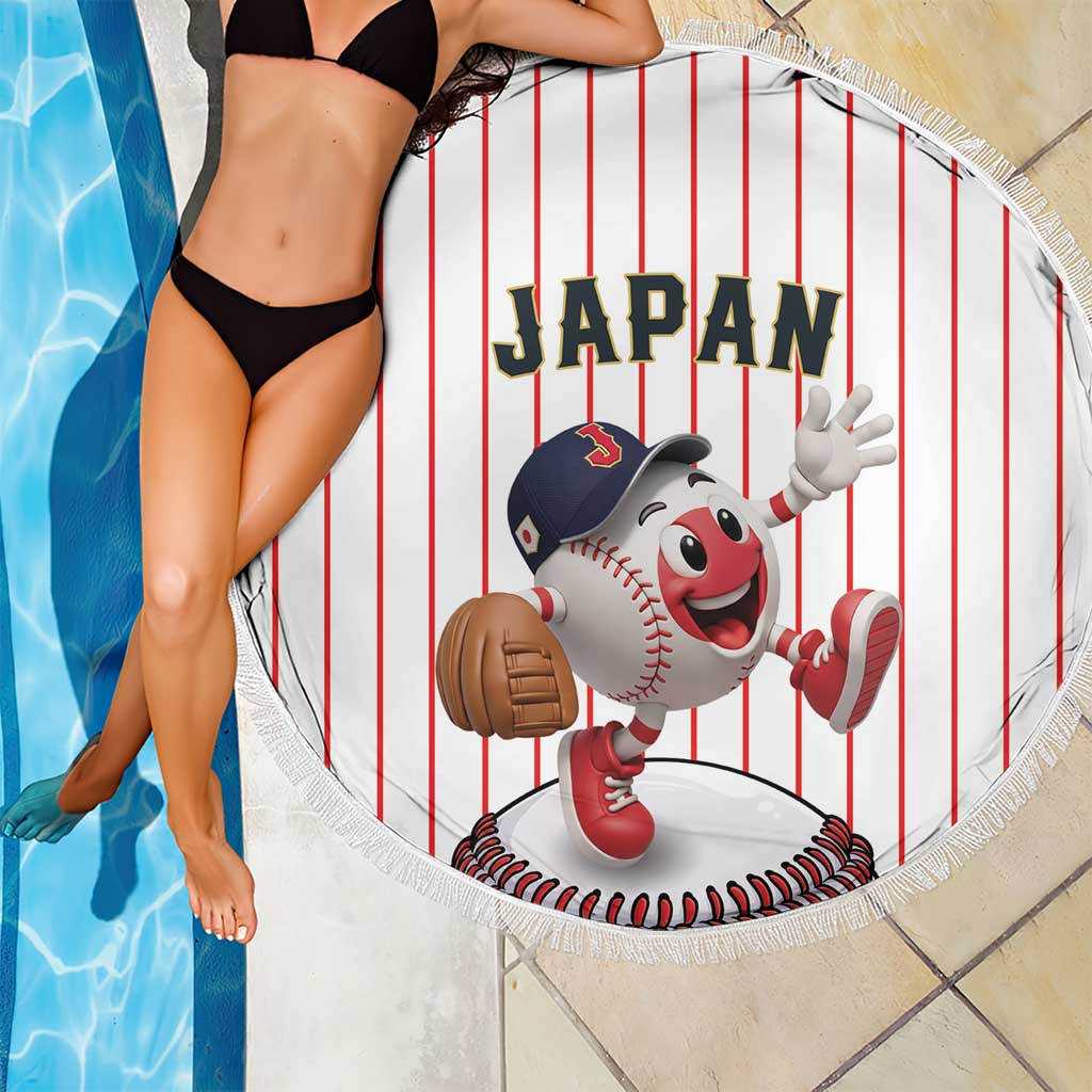 Japan Baseball Beach Blanket Japanese Flag Mascot Design