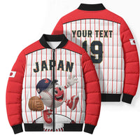Japan Baseball Custom Bomber Puffer Jacket Japanese Flag Mascot Design