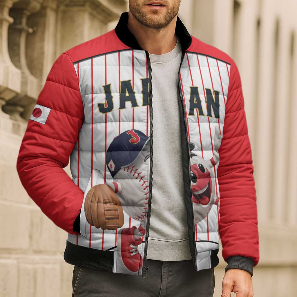 Japan Baseball Custom Bomber Puffer Jacket Japanese Flag Mascot Design