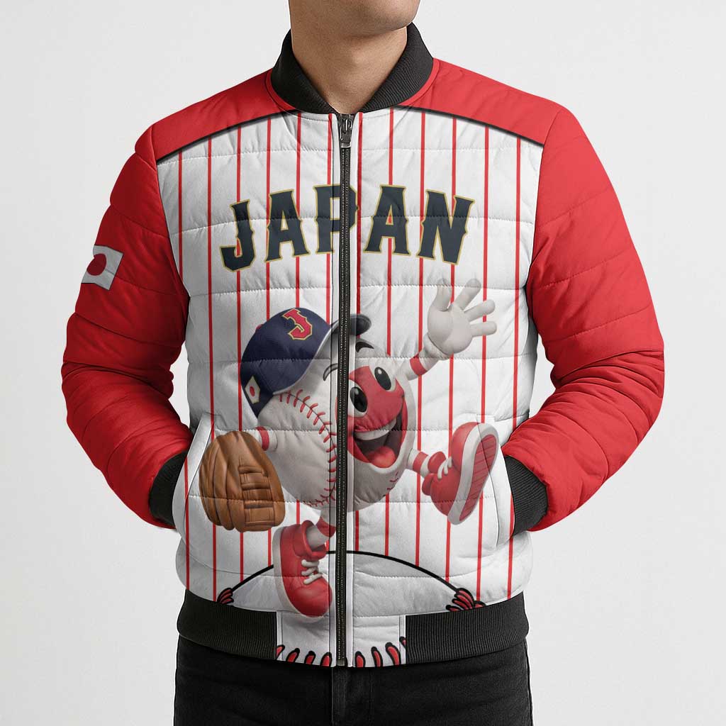 Japan Baseball Custom Bomber Puffer Jacket Japanese Flag Mascot Design
