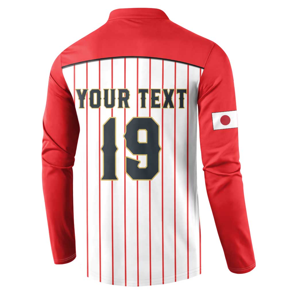 Japan Baseball Custom Button Sweatshirt Japanese Flag Mascot Design