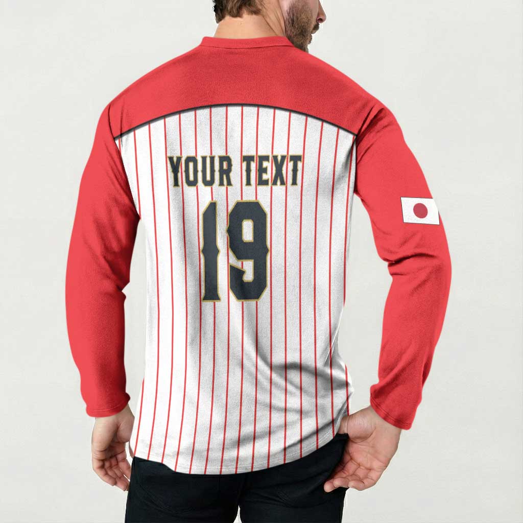 Japan Baseball Custom Button Sweatshirt Japanese Flag Mascot Design