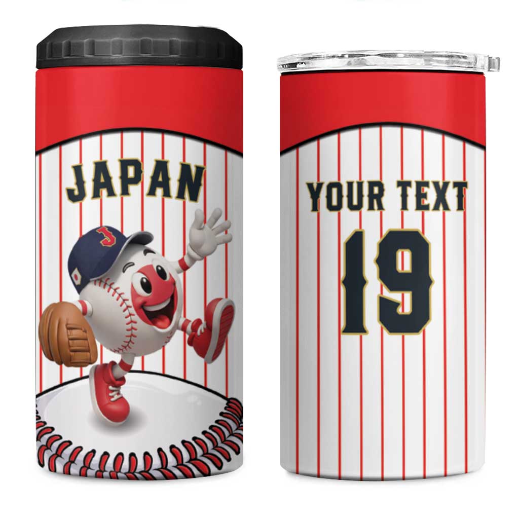 Japan Baseball Custom 4 in 1 Can Cooler Tumbler Japanese Flag Mascot Design