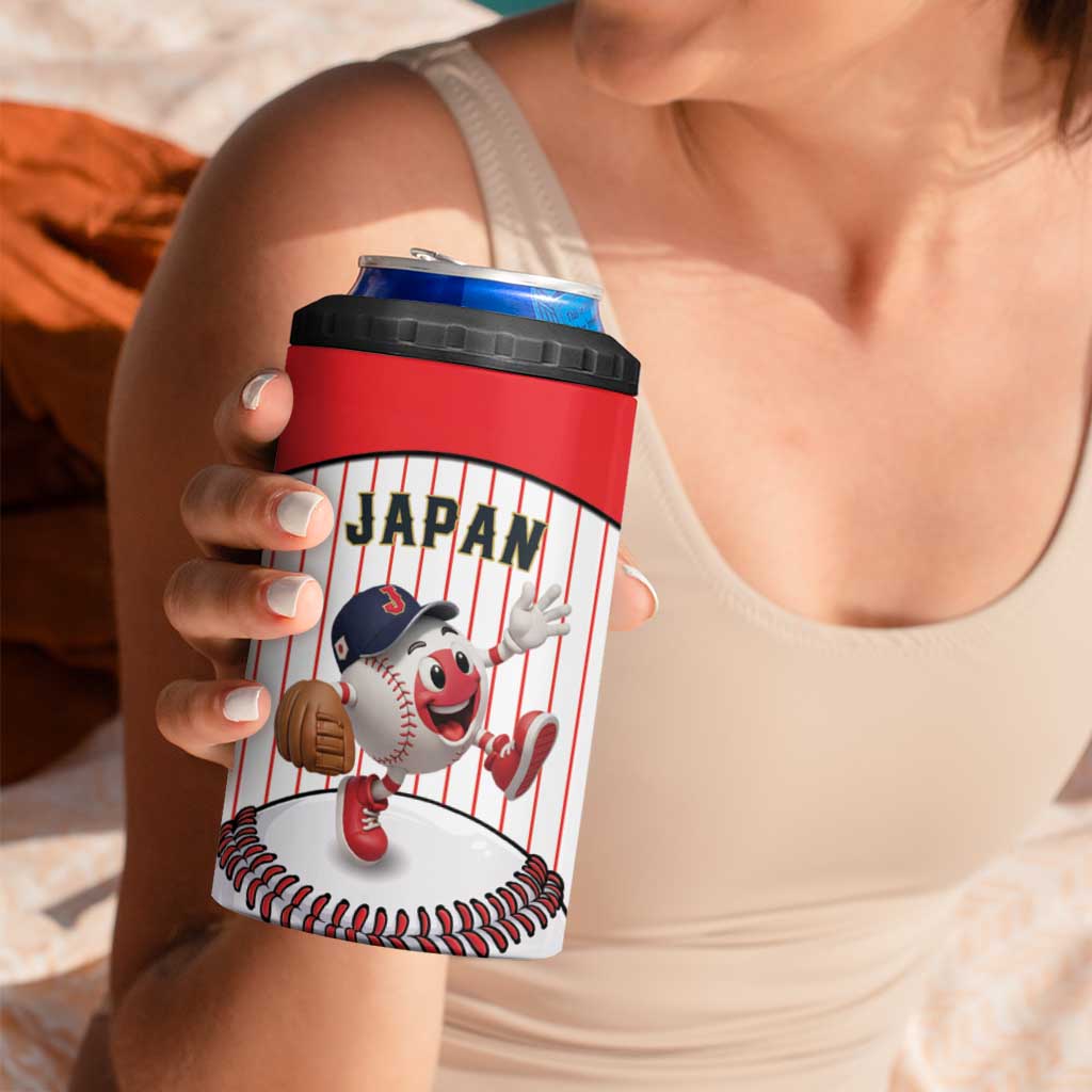Japan Baseball Custom 4 in 1 Can Cooler Tumbler Japanese Flag Mascot Design