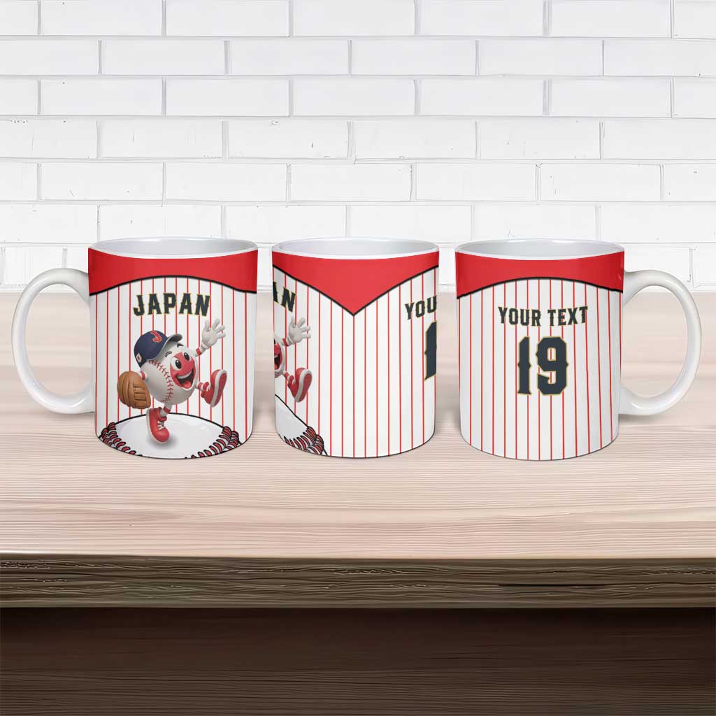 Japan Baseball Custom Ceramic Mug Japanese Flag Mascot Design