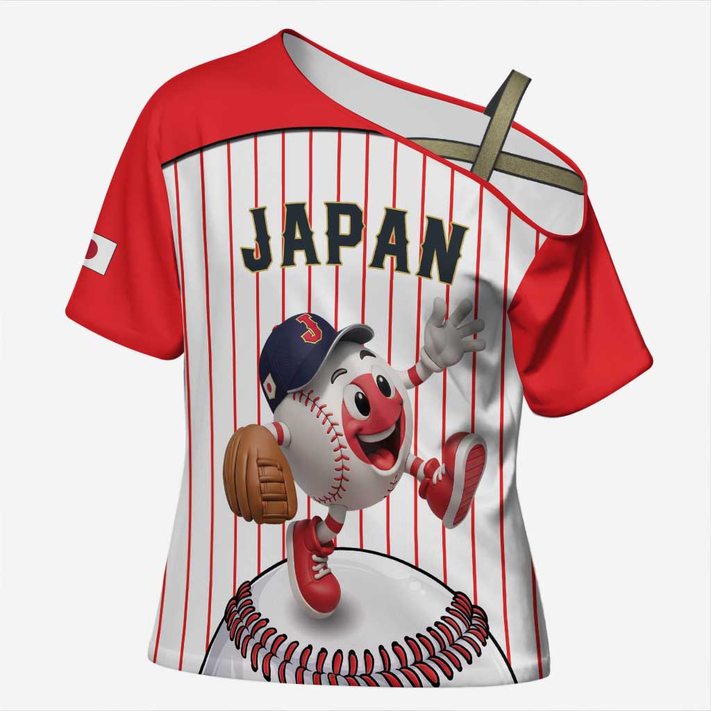 Japan Baseball Custom Cross Shoulder Shirt Japanese Flag Mascot Design