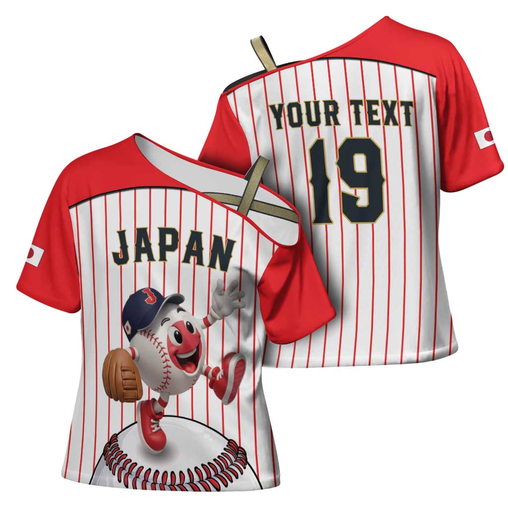Japan Baseball Custom Cross Shoulder Shirt Japanese Flag Mascot Design