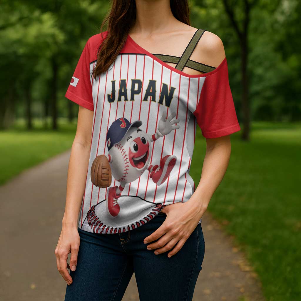 Japan Baseball Custom Cross Shoulder Shirt Japanese Flag Mascot Design
