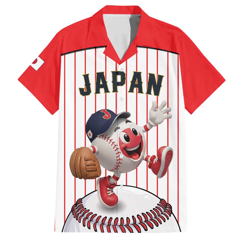 Japan Baseball Custom Hawaiian Shirt Japanese Flag Mascot Design