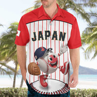 Japan Baseball Custom Hawaiian Shirt Japanese Flag Mascot Design