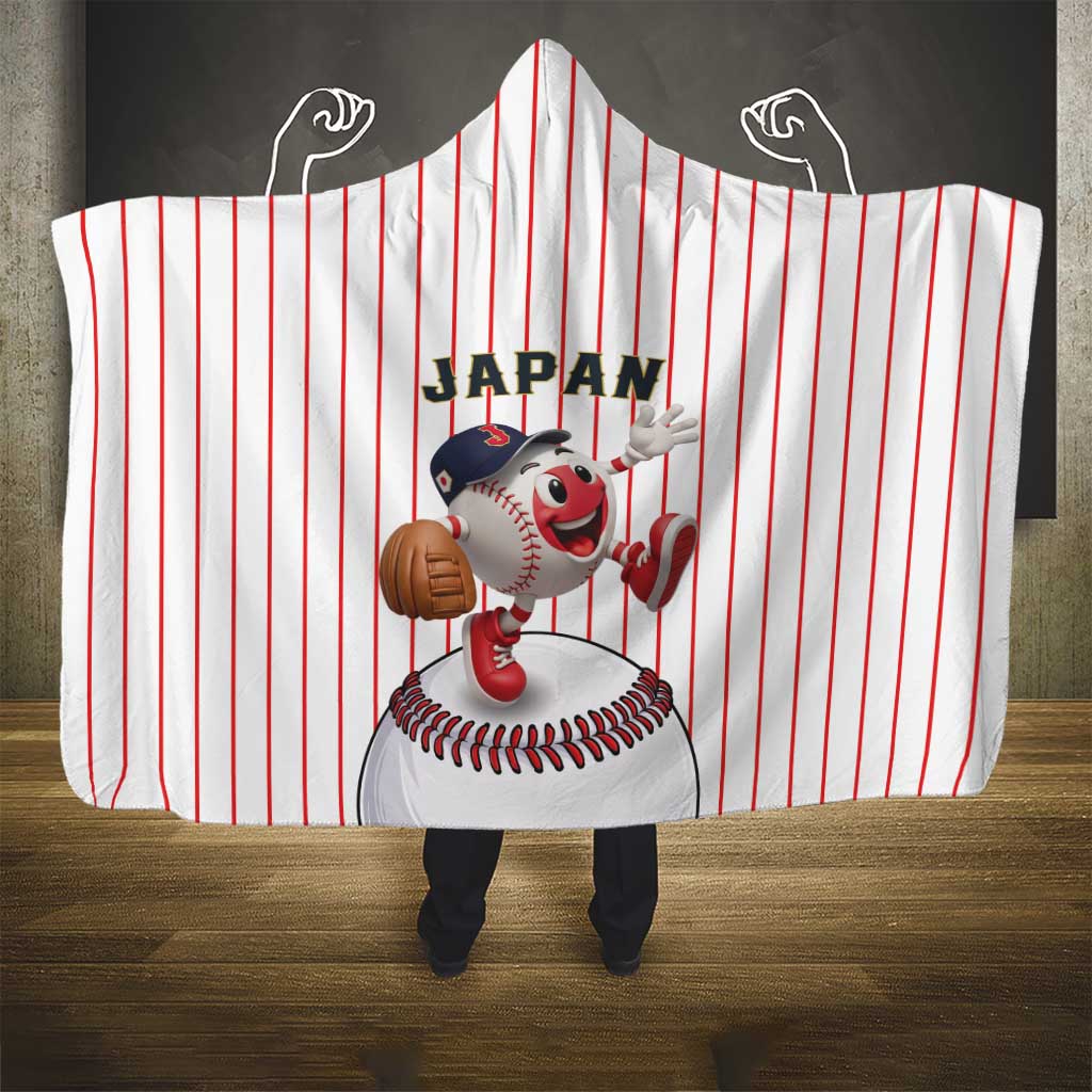 Japan Baseball Hooded Blanket Japanese Flag Mascot Design