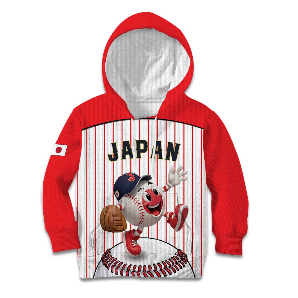 Japan Baseball Custom Kid Hoodie Japanese Flag Mascot Design