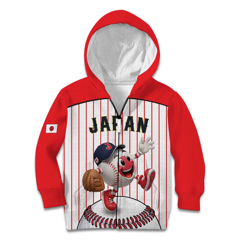 Japan Baseball Custom Kid Hoodie Japanese Flag Mascot Design