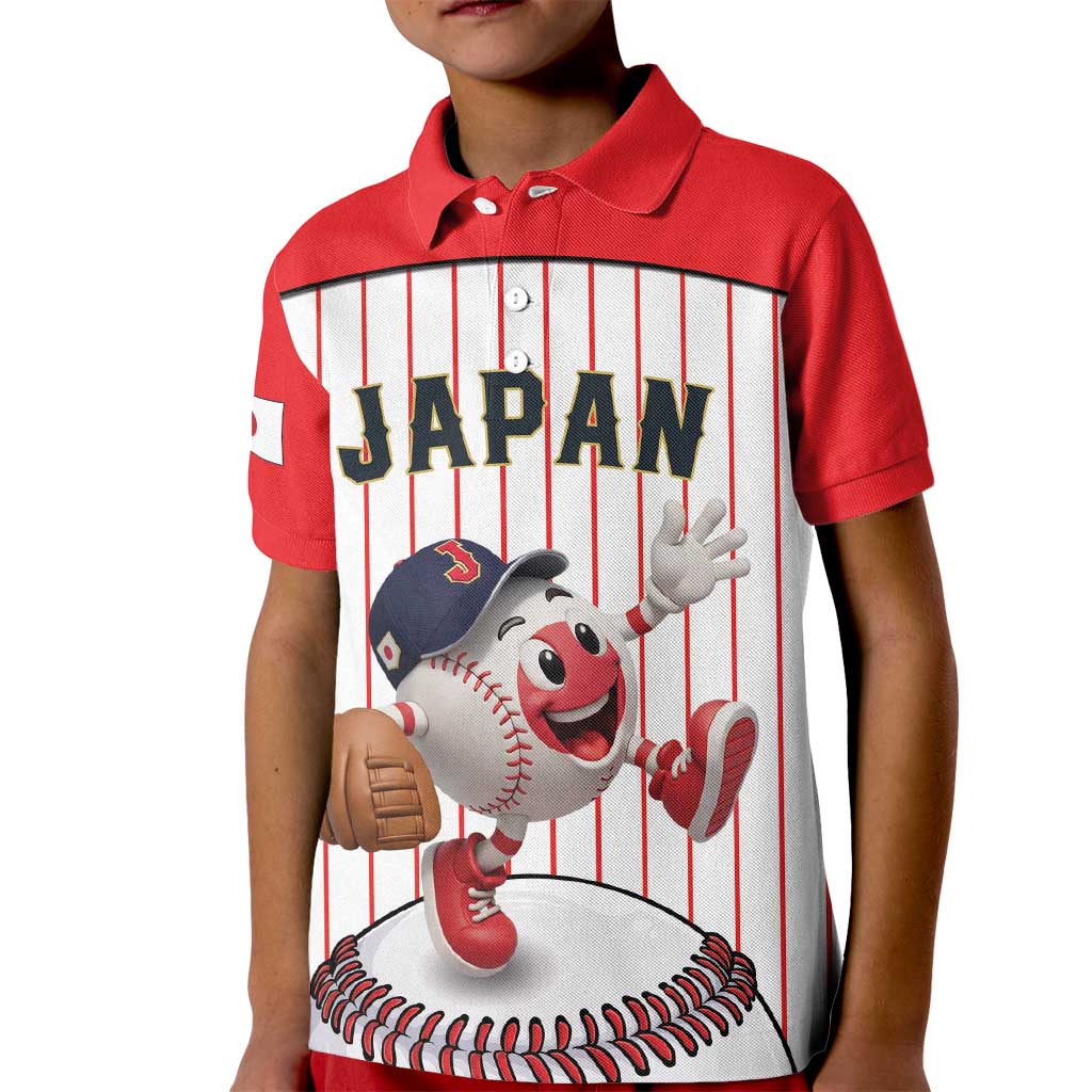 Japan Baseball Custom Kid Polo Shirt Japanese Flag Mascot Design