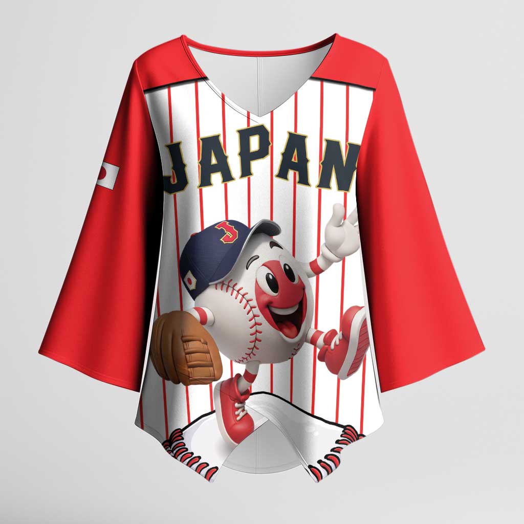 Japan Baseball Custom Kimono Sleeve Blouse Japanese Flag Mascot Design