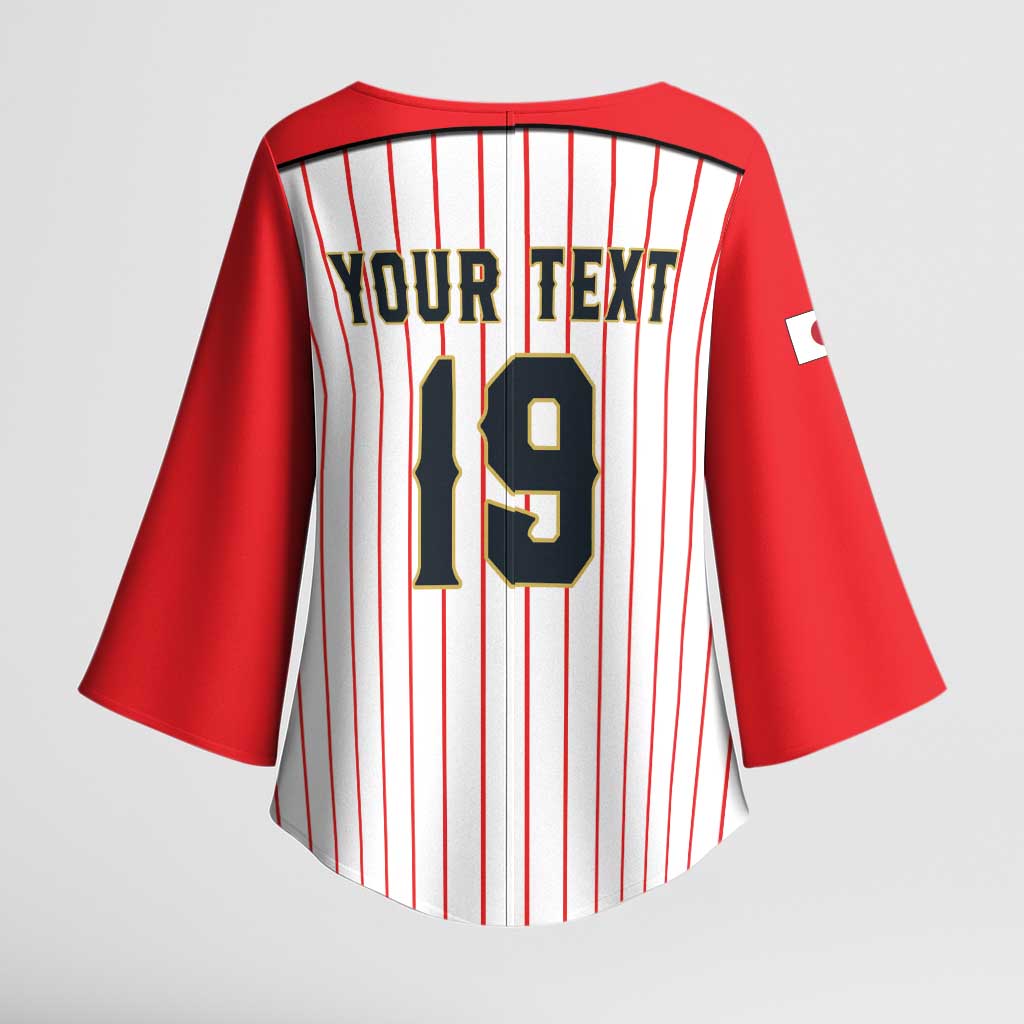 Japan Baseball Custom Kimono Sleeve Blouse Japanese Flag Mascot Design