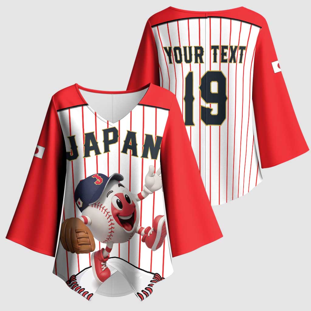 Japan Baseball Custom Kimono Sleeve Blouse Japanese Flag Mascot Design