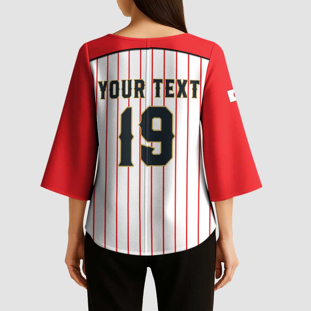 Japan Baseball Custom Kimono Sleeve Blouse Japanese Flag Mascot Design