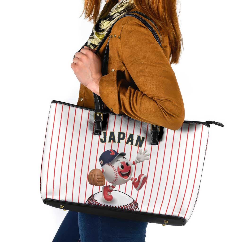 Japan Baseball Leather Tote Bag Japanese Flag Mascot Design