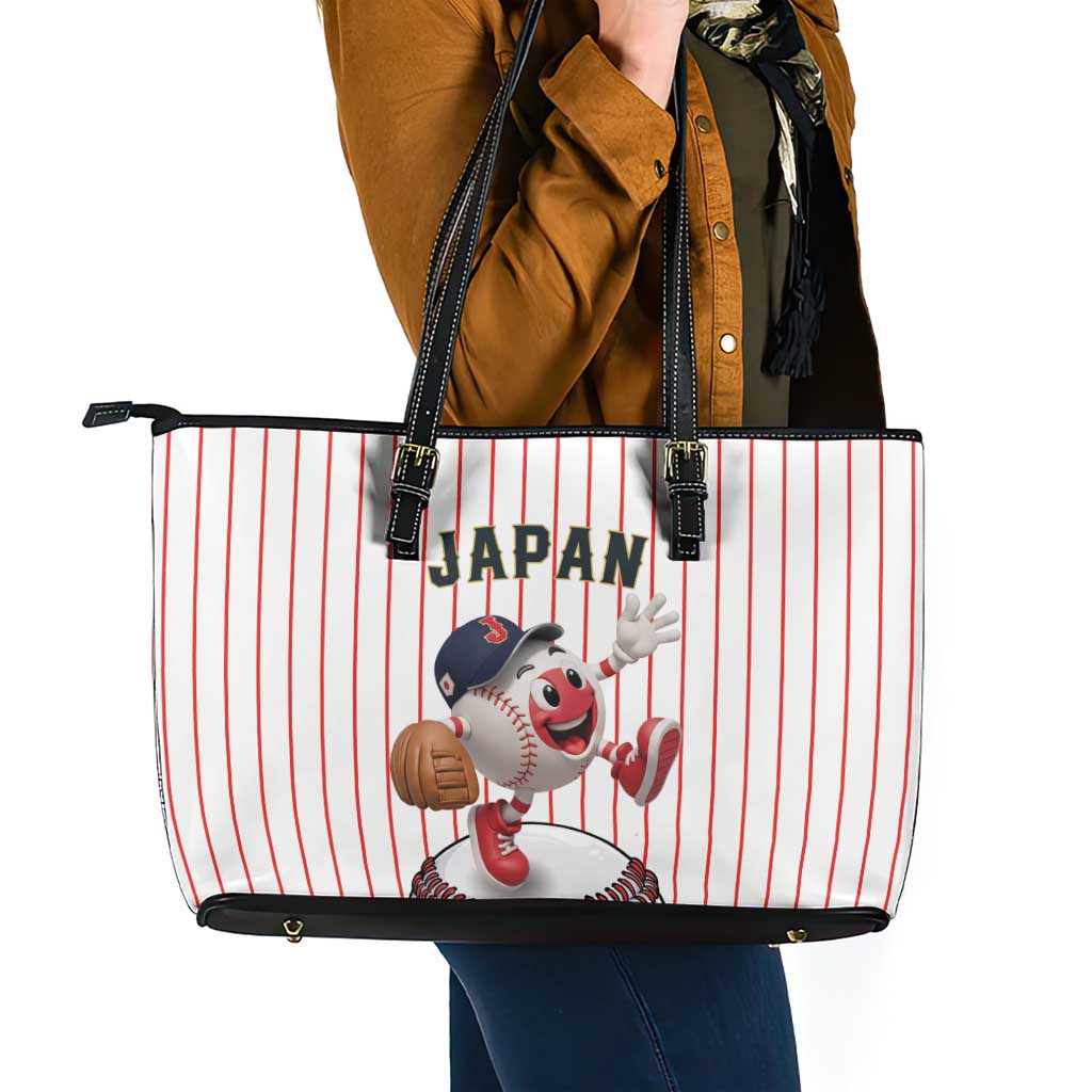 Japan Baseball Leather Tote Bag Japanese Flag Mascot Design