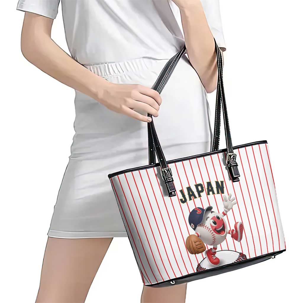 Japan Baseball Leather Tote Bag Japanese Flag Mascot Design