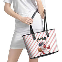 Japan Baseball Leather Tote Bag Japanese Flag Mascot Design