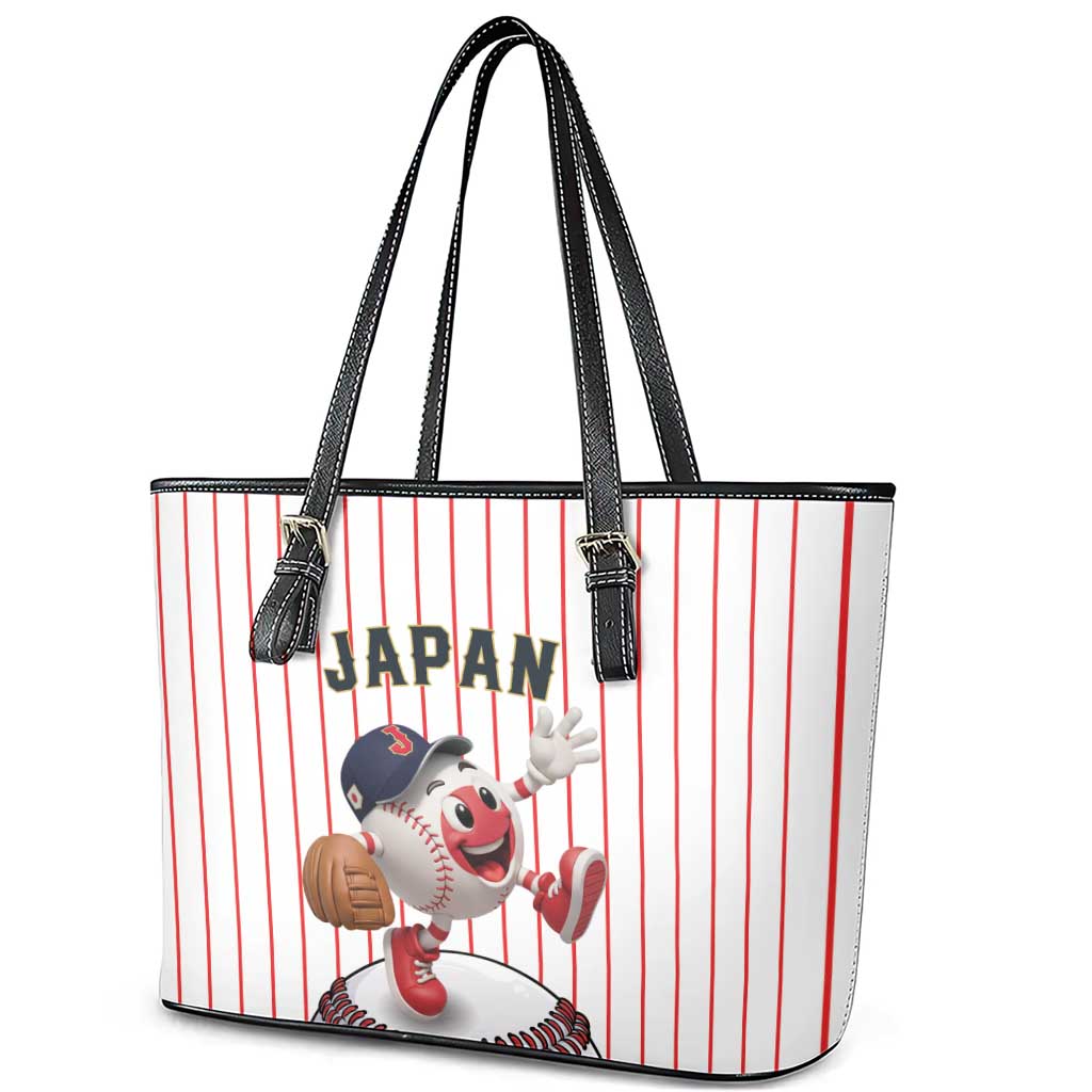 Japan Baseball Leather Tote Bag Japanese Flag Mascot Design