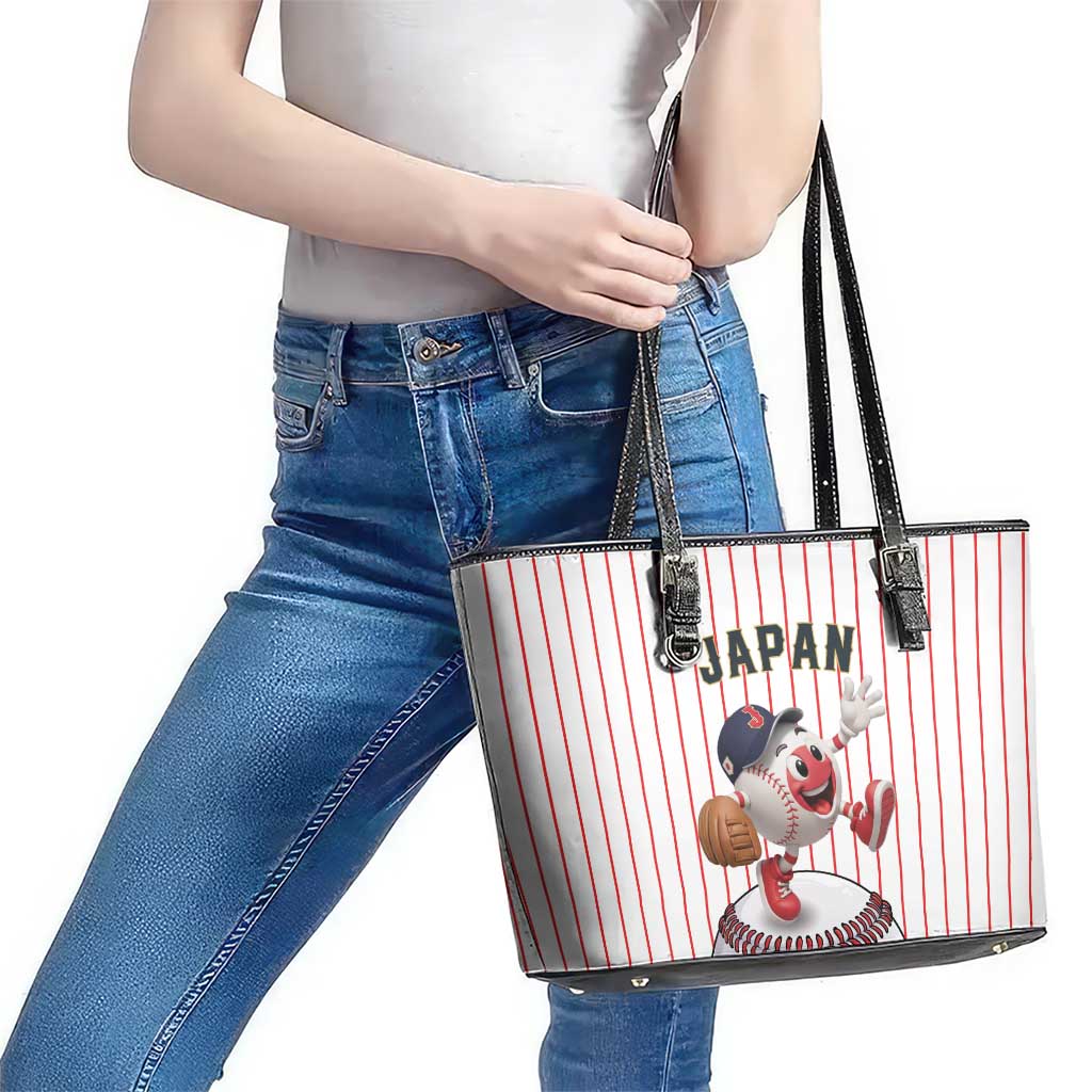 Japan Baseball Leather Tote Bag Japanese Flag Mascot Design