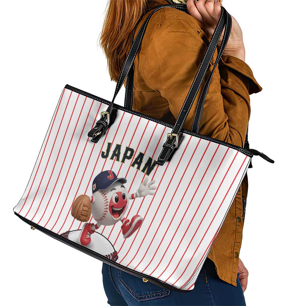 Japan Baseball Leather Tote Bag Japanese Flag Mascot Design
